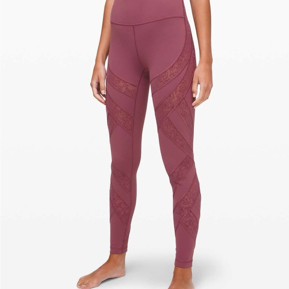 lululemon athletica Pants - Lululemon Wunder Under Flocked 28" Antique Bark Velvet Floral W5CA4S Rare $128